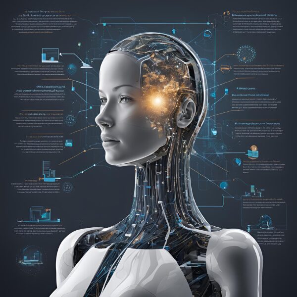 image of an hybrid human/machine to signify the joint capabilities of people using AI to enhance their capabilities